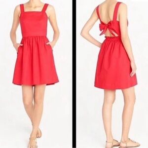 J. Crew Linen Tie Back cut out dress red summer